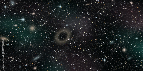 Night sky vector background with stars, nebula and galaxies