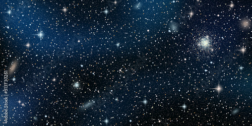 Night sky vector background with stars, nebula and galaxies
