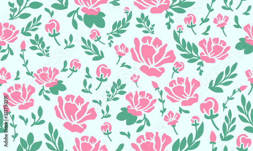 Beautiful pink flower for valentine, with leaf and floral pattern modern decor.