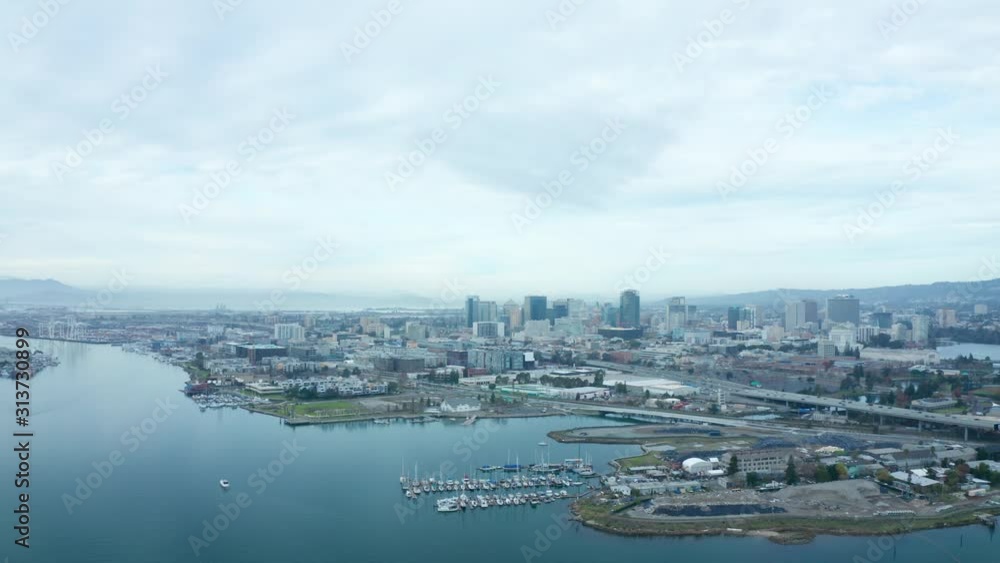 The city of the bay on a cloudy day in the estuary shipping lane. The city of the bay on a cloudy day in the estuary shipping lane.