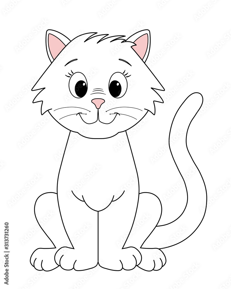 cute white cat cartoon. isolated on white background