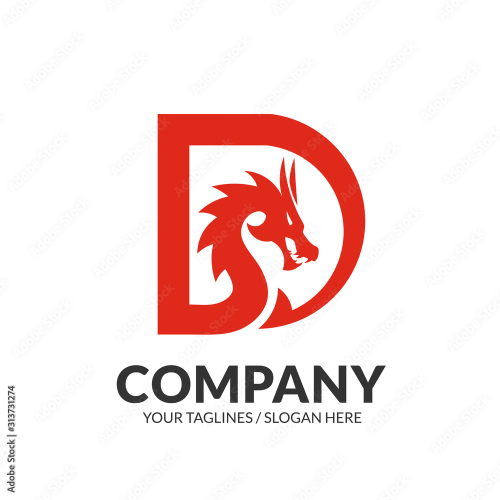 creative dragon with initial letter d logo concept creative dragon with initial letter d logo concept