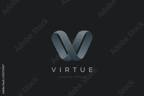 Letter V Logo design vector template Ribbon Font style Typography.