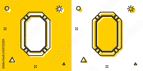 Black Poker table icon isolated on yellow and white background. Random dynamic shapes. Vector Illustration