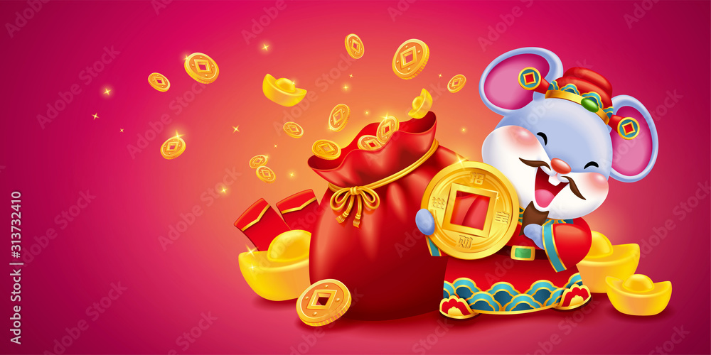 Fototapeta premium Caishen mouse character