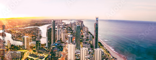 Surfers Paradise Gold Coast Queensland Australia skyline at sunset 