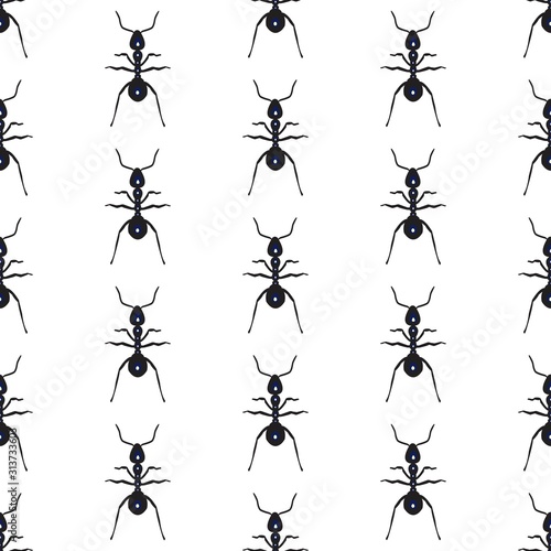 The vector seamless pattern. Cute ant pattern. Vector for wallpaper, child apron, fabric, textile pattern. Endless print. Background illustration vector. © My vintage