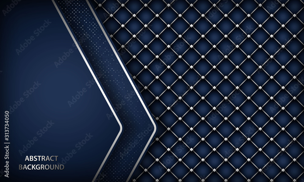 Abstract luxury dark blue overlap background with realistic buttoned ...