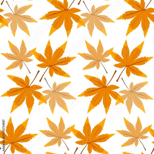 The vector seamless pattern. Cute maple leaves pattern. Vector for wallpaper, child apron, fabric, textile pattern. Endless print. Background illustration vector.