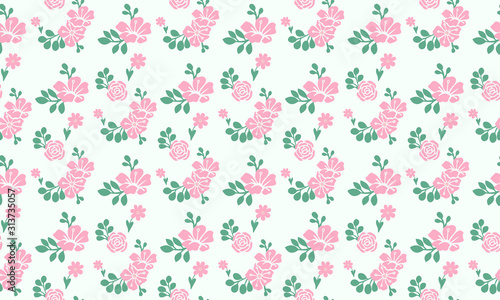 Antique valentine floral pattern Background, with romantic leaf and floral design.
