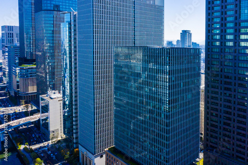 オフィスビル群の空撮