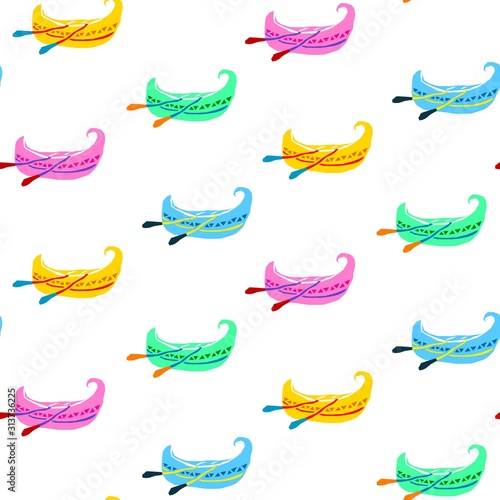 The vector seamless pattern. Cute canoe pattern. Vector for wallpaper, child apron, fabric, textile pattern. Endless print. Background illustration vector.