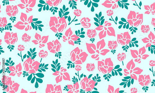 Valentine Flower pattern background, with elegant and seamless pink flower design.