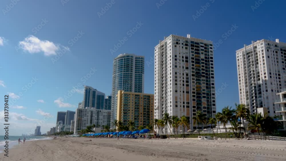 Luxury hotel development in prime Hollywood Beach, Florida, pan right Luxury hotel development in prime Hollywood Beach, Florida, pan right