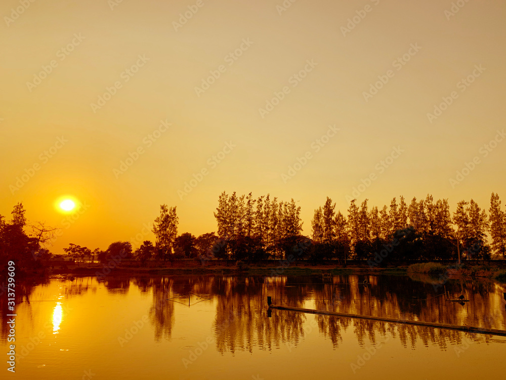sunset near the river