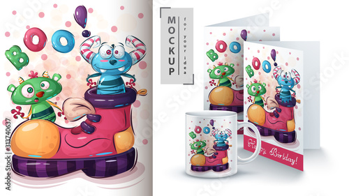 Crazy monster poster and merchandising