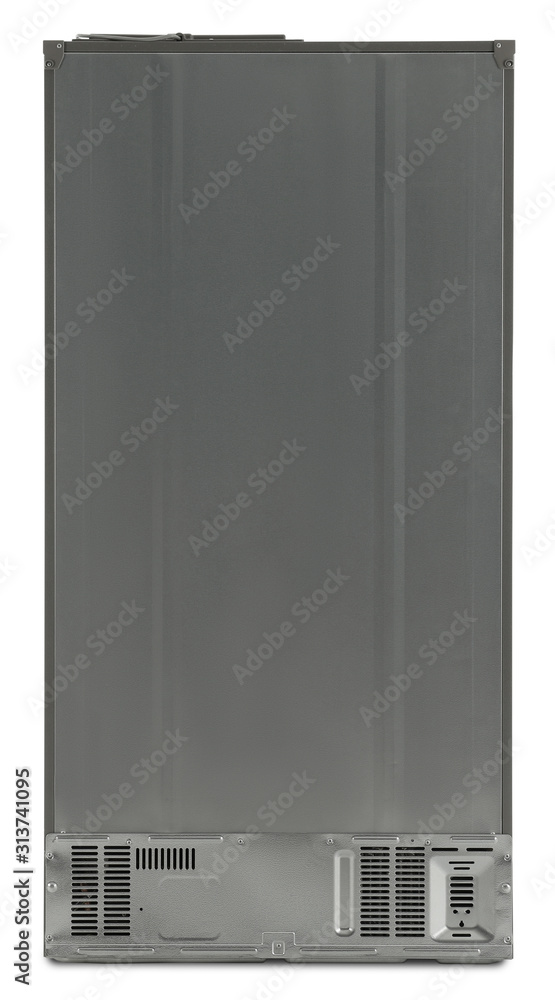 Modern stainless steel refrigerator isolated on white Modern stainless steel refrigerator isolated on white