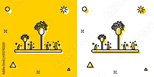 Black Mold icon isolated on yellow and white background. Random dynamic shapes. Vector Illustration