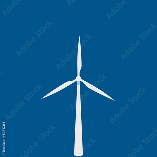 Wind turbine symbol flat design, pivot point on center for animate.