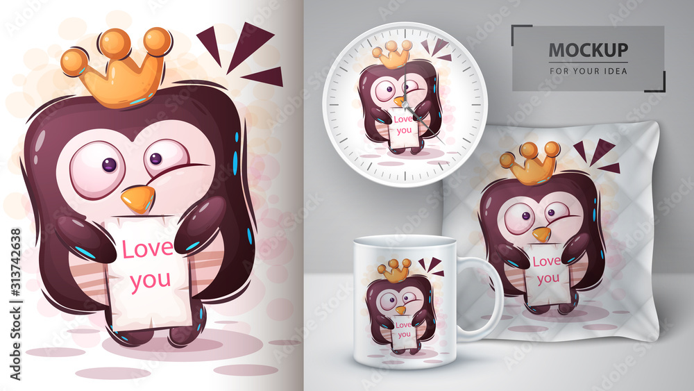 Obraz penguin with crown poster and merchandising