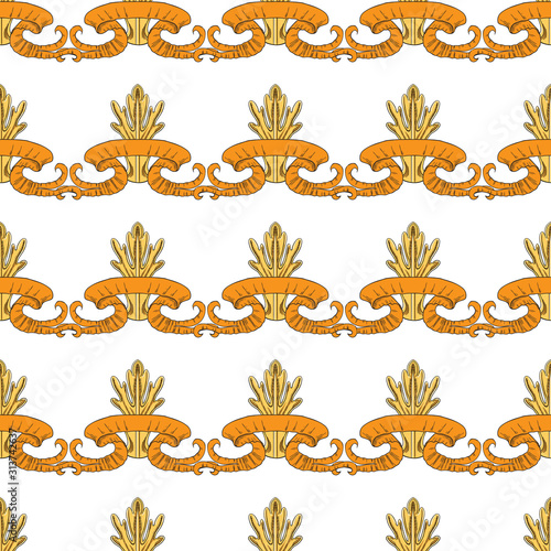 Fantasy plant leaves and orange ribbons in modern style
