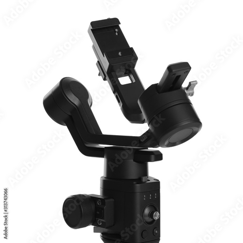 Modern stabilizer for video camera isolated on white © New Africa