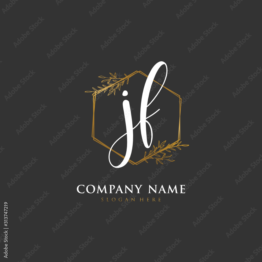 Handwritten initial letter J F JF for identity and logo. Vector logo template with handwriting and signature style. Handwritten initial letter J F JF for identity and logo. Vector logo template with handwriting and signature style.