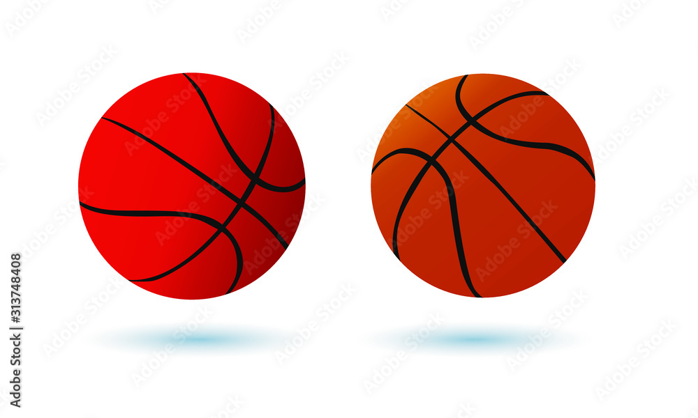  basketballs, with a shadow, on a white background