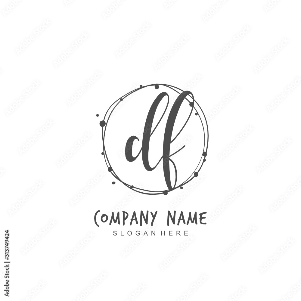 Handwritten initial letter D F DF for identity and logo. Vector logo template with handwriting and signature style. Handwritten initial letter D F DF for identity and logo. Vector logo template with handwriting and signature style.