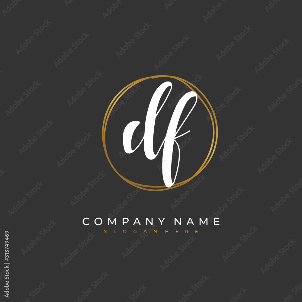 Handwritten initial letter D F DF for identity and logo. Vector logo template with handwriting and signature style. Handwritten initial letter D F DF for identity and logo. Vector logo template with handwriting and signature style.
