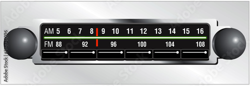 Classic AM FM car radio from the 1970s