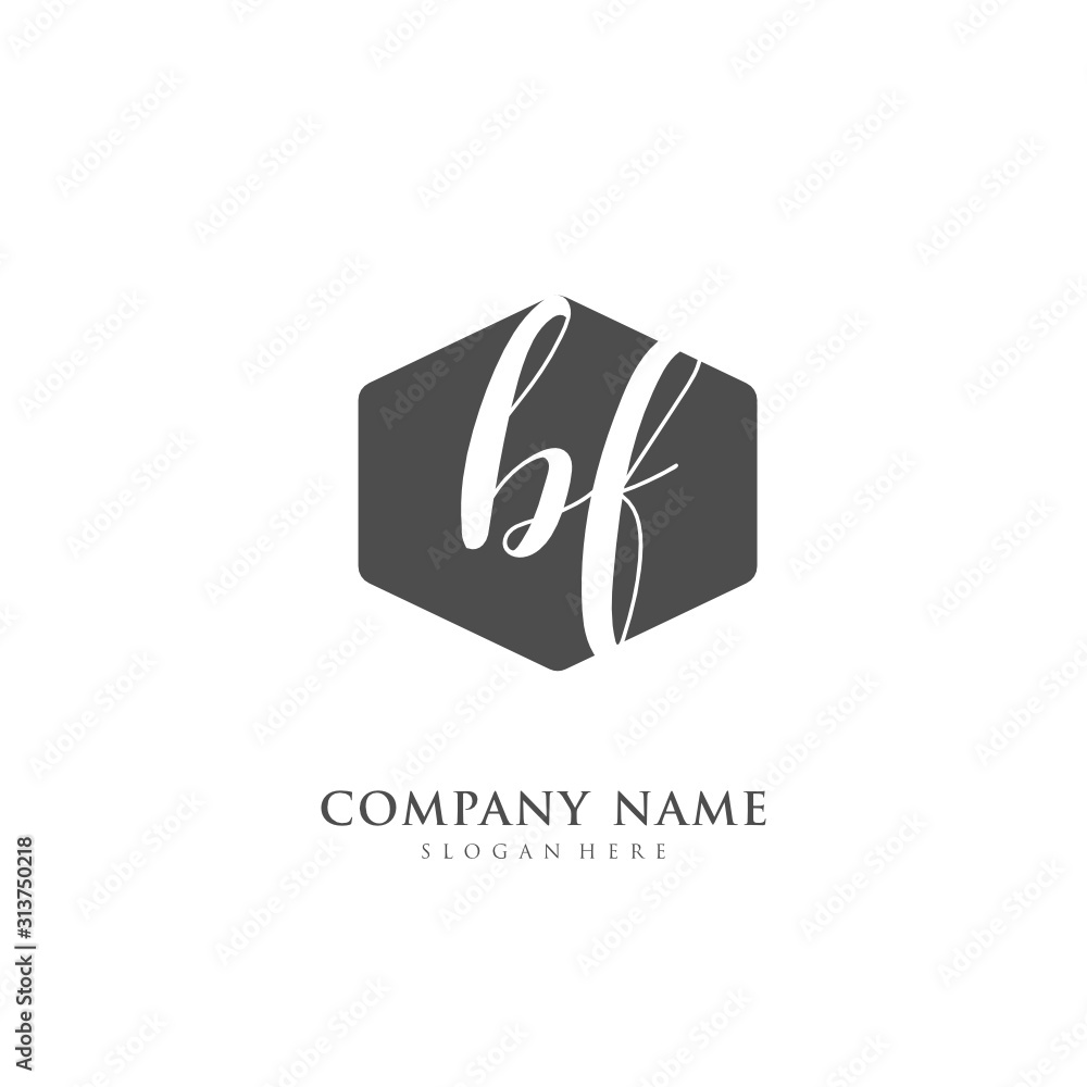 Handwritten initial letter B F BF for identity and logo. Vector logo template with handwriting and signature style.