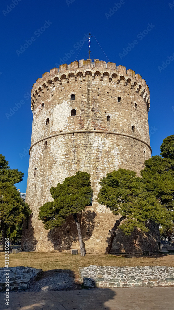 salonica or Thessaloniki white tower on the city port, greece