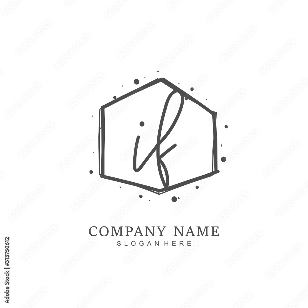 Handwritten initial letter I F IF for identity and logo. Vector logo template with handwriting and signature style.