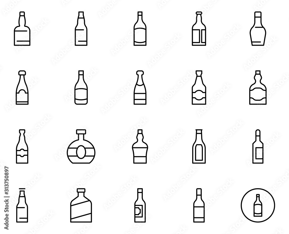 Alcohol line icon set Alcohol line icon set