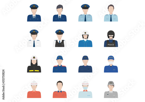 警察官と消防士の男性のアバター