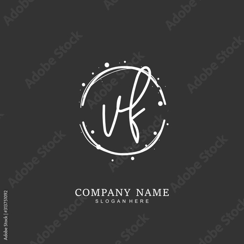 Handwritten initial letter V F VF for identity and logo. Vector logo template with handwriting and signature style.