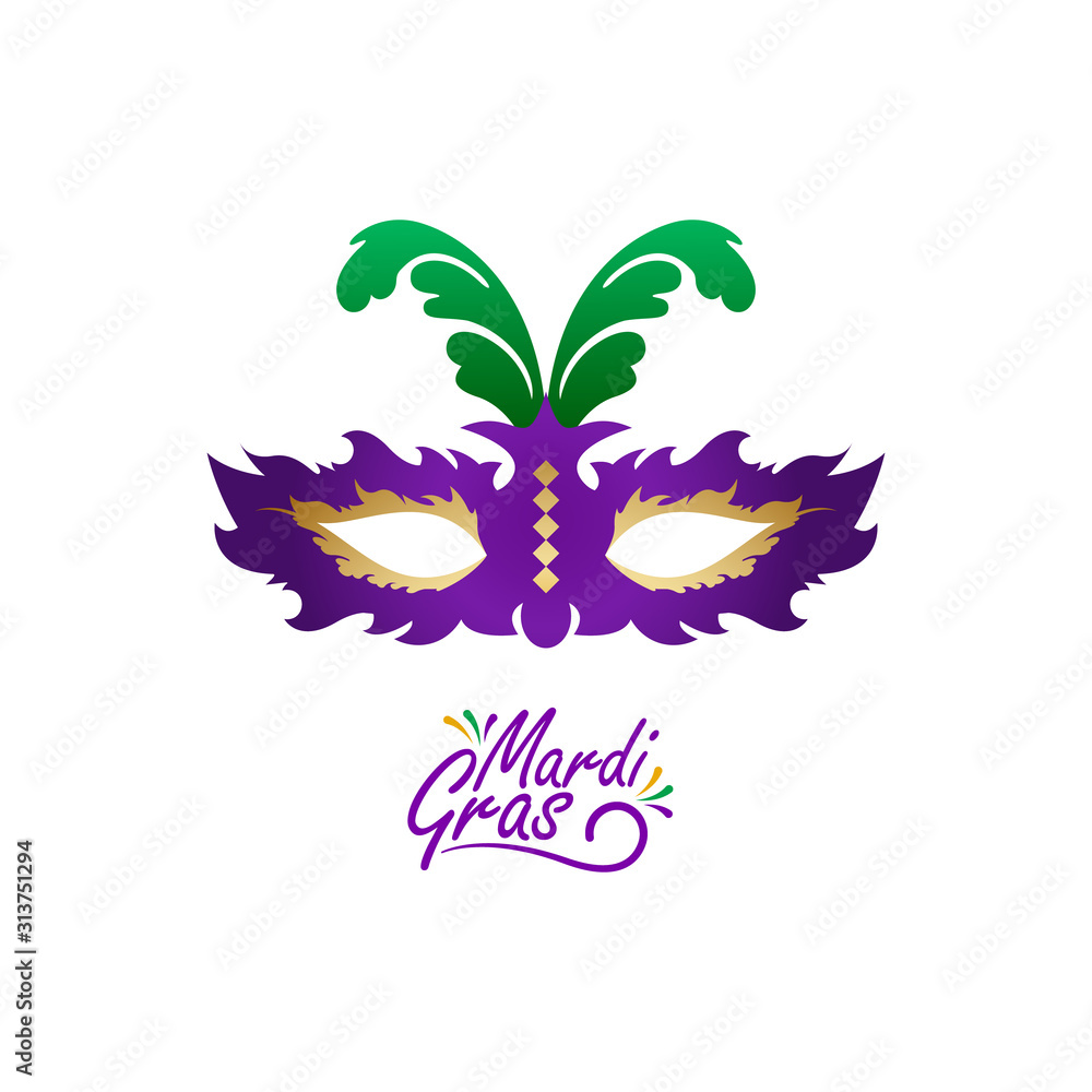 Mardi gras mask design background with handwritten lettering. Vector illustration Mardi gras mask design background with handwritten lettering. Vector illustration