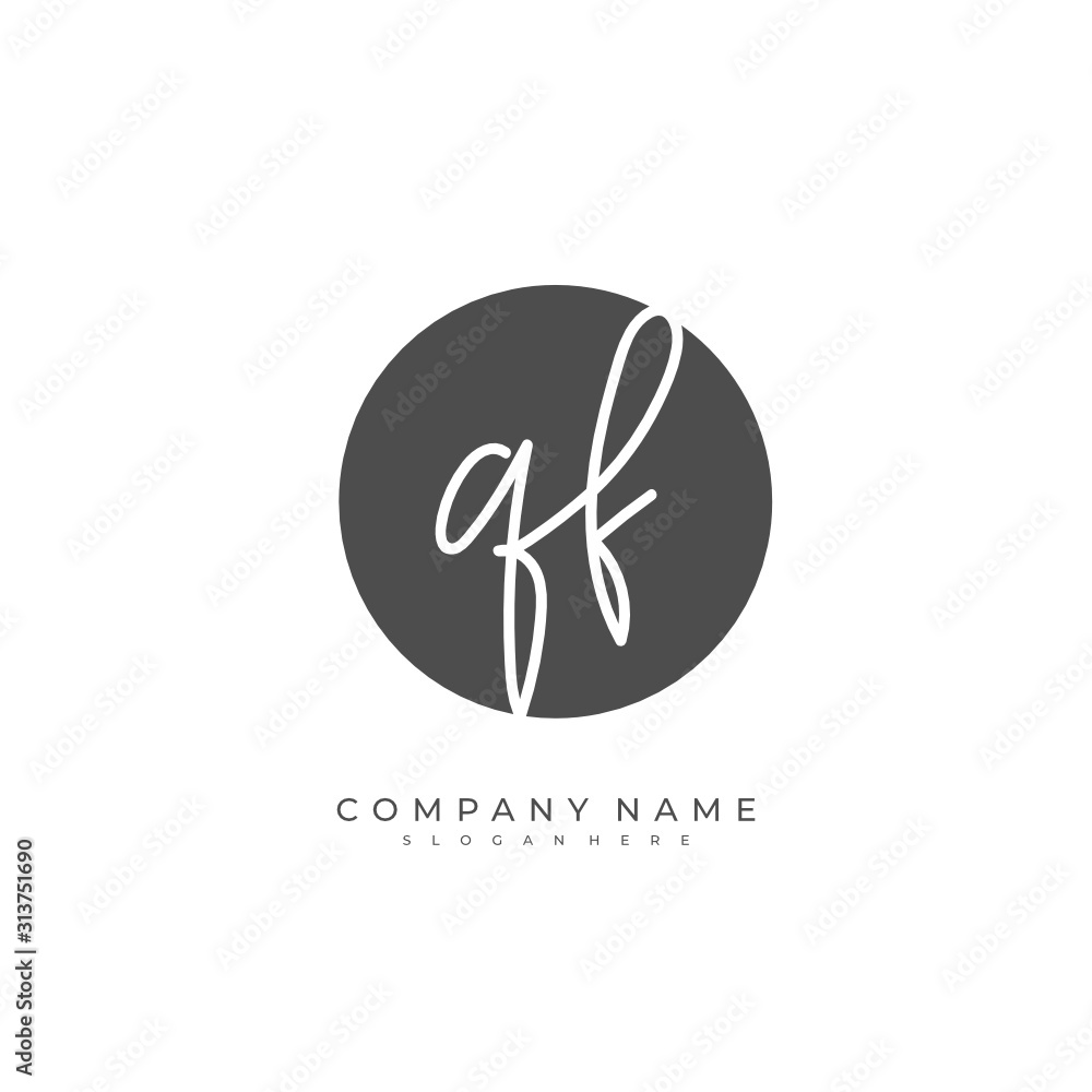 Handwritten initial letter Q F QF for identity and logo. Vector logo template with handwriting and signature style. Handwritten initial letter Q F QF for identity and logo. Vector logo template with handwriting and signature style.