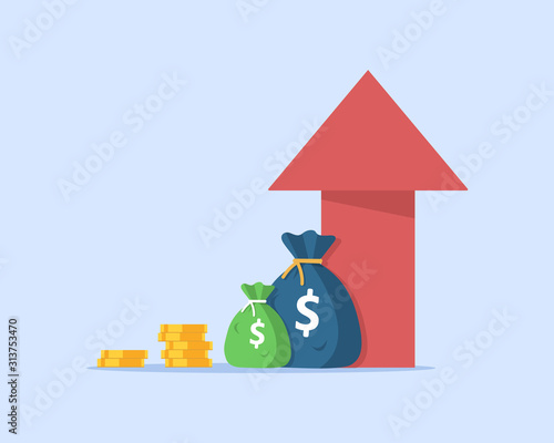 revenue increase,Compound interest, added value,flat design icon vector illustration 