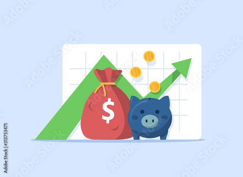 revenue increase,Compound interest, added value,flat design icon vector illustration 
