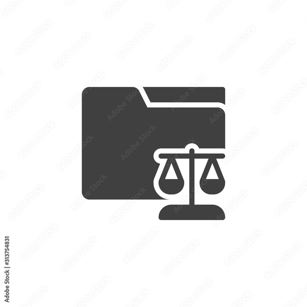 Legal document folder vector icon. filled flat sign for mobile concept and web design. Law folder with justice scales glyph icon. Symbol, logo illustration. Vector graphics Legal document folder vector icon. filled flat sign for mobile concept and web design. Law folder with justice scales glyph icon. Symbol, logo illustration. Vector graphics