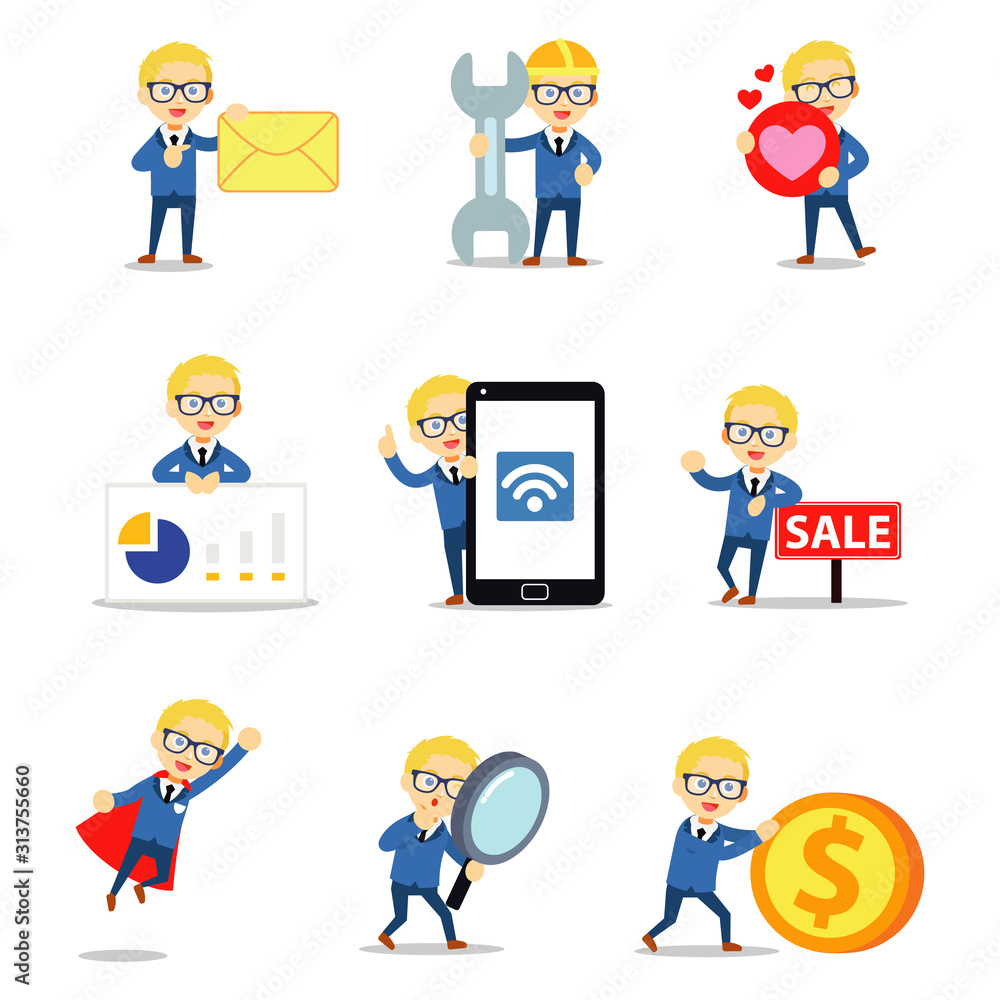 Character set of male in journalist profession. Character set of male in journalist profession.
