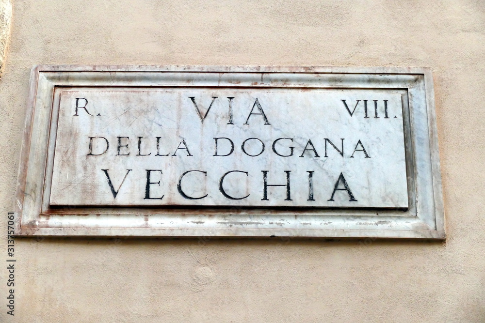 Obraz premium nomi delle vie e piazze di roma,italia