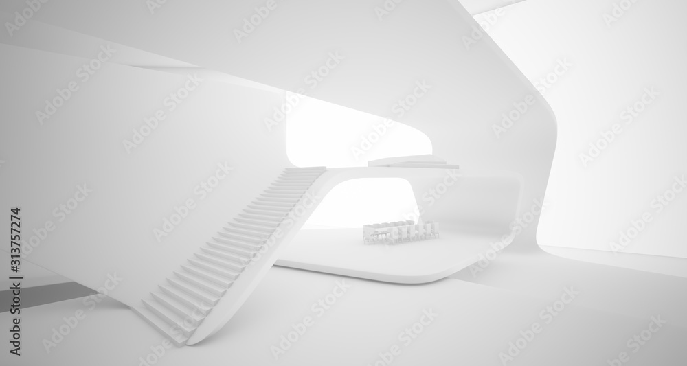 Abstract architectural smooth white interior of a minimalist house with swimming pool. 3D illustration and rendering. Abstract architectural smooth white interior of a minimalist house with swimming pool. 3D illustration and rendering.