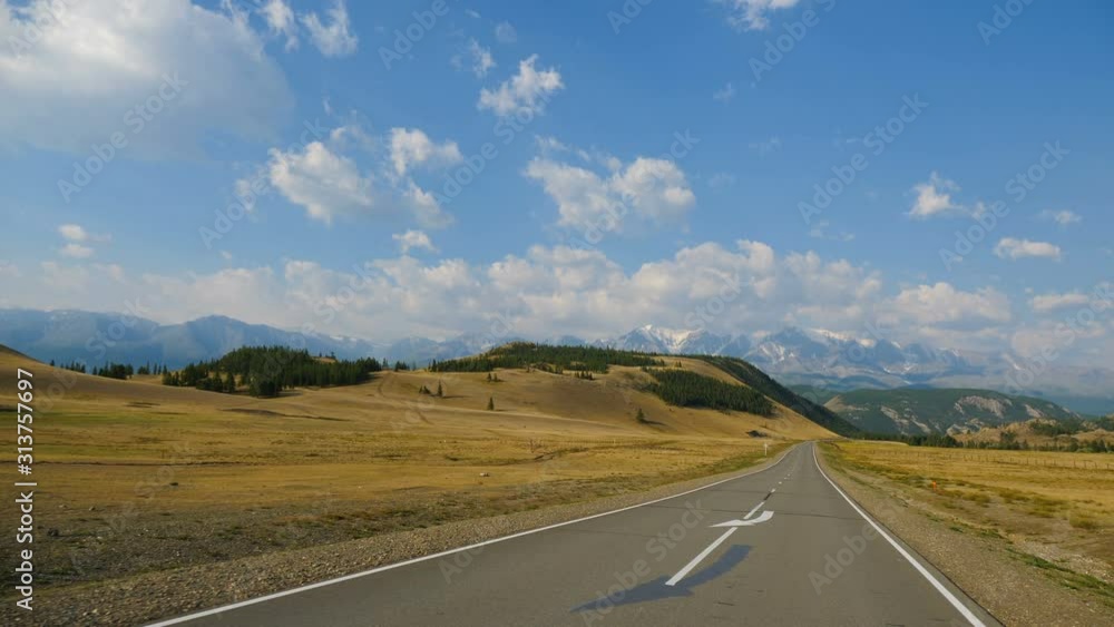 camera flies over the road through the mountains and the steppe camera flies over the road through the mountains and the steppe