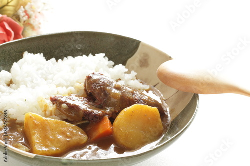 Japanese curry rice, potato and beef 