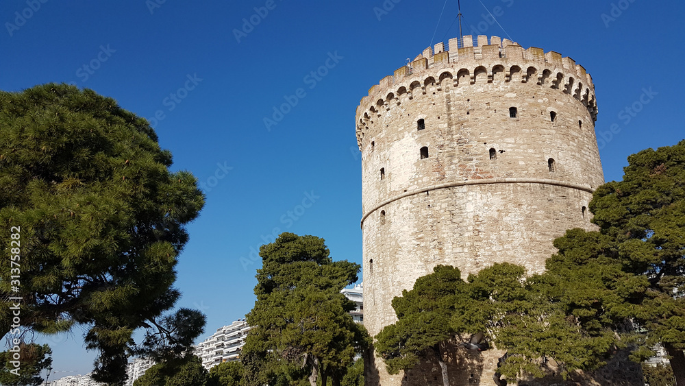salonica or Thessaloniki white tower on the city port, greece