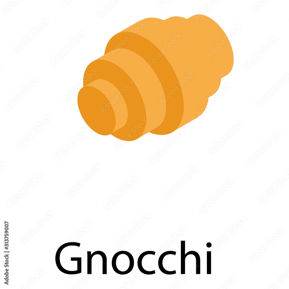 Gnocchi pasta icon. Isometric of gnocchi pasta vector icon for web design isolated on white background Gnocchi pasta icon. Isometric of gnocchi pasta vector icon for web design isolated on white background