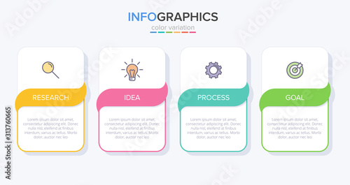 Infographic design with icons and 4 options or steps. Thin line vector. Infographics business concept. Can be used for info graphics, flow charts, presentations, web sites, banners, printed materials.